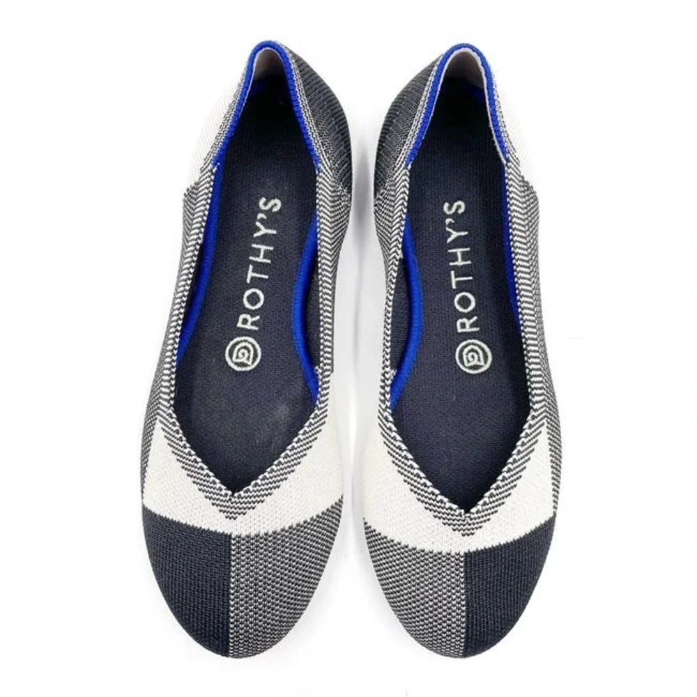 Rothy’s Captoe Black & White Colorblock Flats